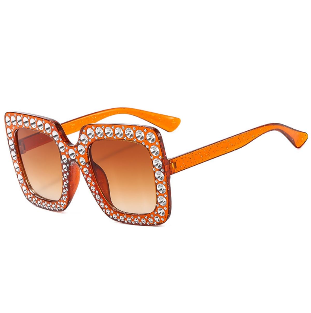 IKANOOOversized Crystal Sunglasses for Women Square Thick Frame Bling Rhinestone Elton John Sparkling Glasses
