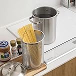 TABABAO Stainless Steel Asparagus Steamer Pot & Spaghetti Pasta Cooker with Perforated Steamer Basket - 3-Ply Base, 4.3L/1.14Gal, Versatile Cookware ﻿