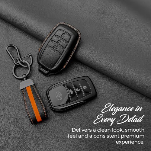 Image of keyzone Royal Leather Key Cover for Toyota Fortuner, Legender, Innova HyCross, Land Cruiser, 3-Button Smart Key