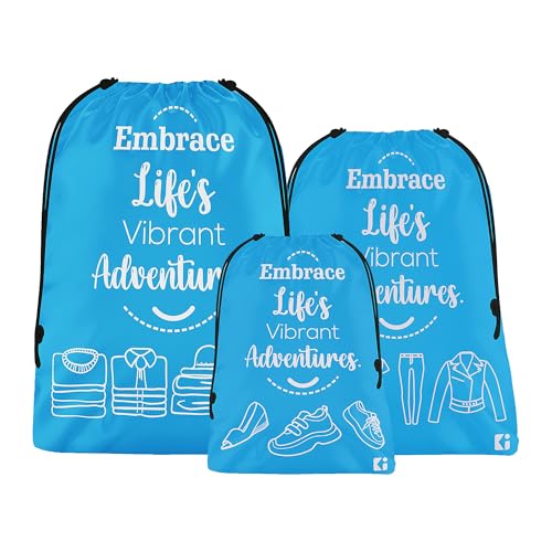 Image of Kuber Industries Pack of 3 Travel Organizer Combo Set | Storage Bags Set | Water-Resistant Organizer for Shoe-Garments-Laundry-Lingerie | Cloth Carrying Bag | Small-Medium-Large | Sky Blue