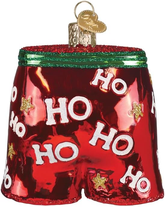 Old World Christmas Holiday Boxer Shorts Glass Blown Ornament for Christmas Tree, Handcrafted Holiday Decoration, Fashion Collection image 3