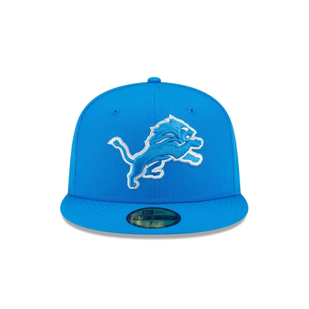 New Era NFL 59FIFTY Detroit Lions Blue Team Color Logo Authentic Collection Fitted On Field Football Cap Hat