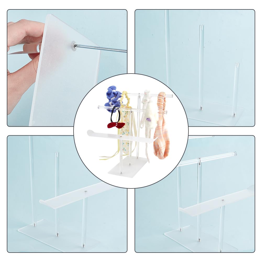 DELORIGIN 3-Tier Headband Holder Acrylic Hair Accessories Organizer T-bar Jewelry Display Rack Necklace Bracelet Hanging Organizer Stand for Hair Accessories Jewelry Bangles Storage - Image 3