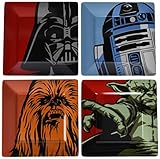platos y vasos desechables de star wars Juego de cuatro platos Funko SW00877 Star Wars Plate Set: Iconic Character Graphics (Set of 4), Multi-Colour, 20.5 x 2 x 20.5 cm
