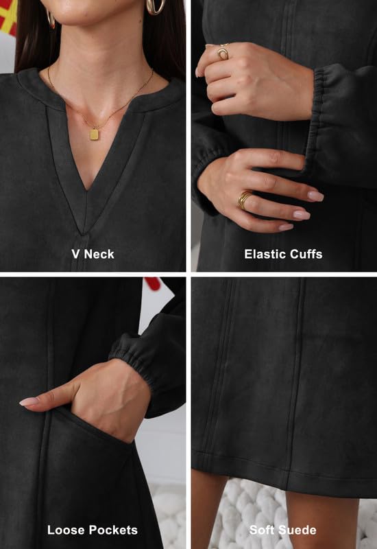 Robe d'automne col en V pour masquer les formes avec élégance - 6