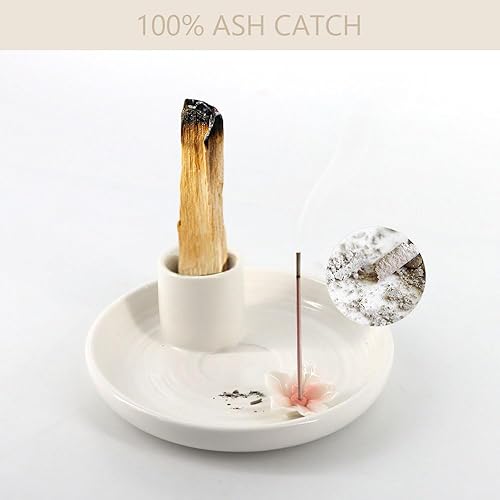 Miniatura 3 de Meltset Palo Santo - Soporte para palitos de incienso, soporte de salvia para quemar incienso de cerámica, portavelas, atrapa cenizas para