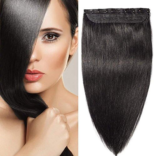 16"-22" Remy Clip in Human Hair Extensions One Piece 16 Inch 45 Gram Real Hair Extension Clip in #2 Dark Brown