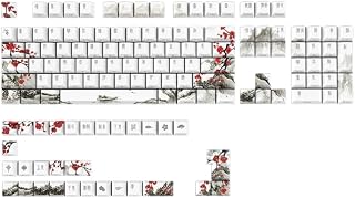 個のキーキャップ梅の花のテーマ CherryProfile キーキャップ ロシア 韓国語 日本語 61/87/108 メカニカルキーボード キーキャップ PBT キーキャップ