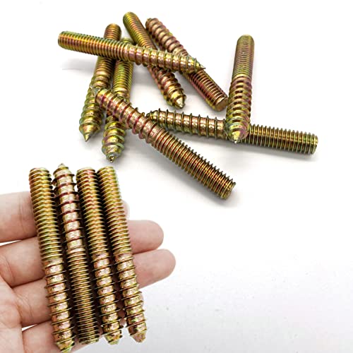 Image of 12 Pack 3 /8-16 x 3 Inch Hanger Bolts 3 /8-16 inch Double Headed Bolts 3 /8 Wood Dowel Screw Self-Tapping Screw Hanger Bolts for Furniture Double Head Threaded Rods Bolt 75mm Length