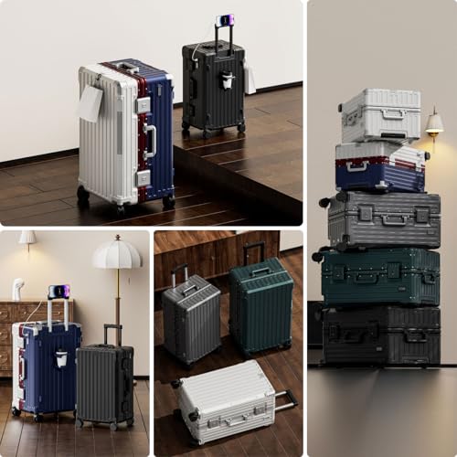 LEOVEN Hardside Luggage, LS-0683 PC Hard Shell Suitcase with Cup Holder, USB, Type-C, 3:7 Ratio, Large Capacity, Aluminium Frame, TSA Customs Lock, 360° Double Wheels with Brake and Shock Absorber by LEOVEN - Used condition - Image 2