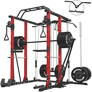 ER KANG Power Cage, 1500LBS Weight Cage with Cable Crossover System, Multi-Function Workout Rack Cage with Storage System, J-Hook, Band Peg, Battle Rope Ring Home Gym(2023 Version)