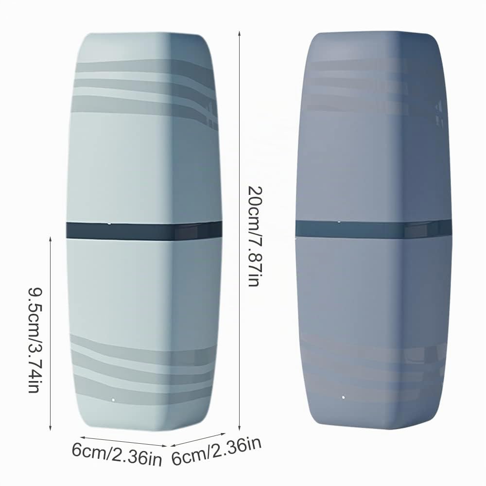 Jadin Porta Spazzolino da Viaggio, 2 pezzi Porta Spazzolini da Viaggio | portaspazzolini portatile per Campeggio, Viaggi, Scuola o Casa (grigio,verde)