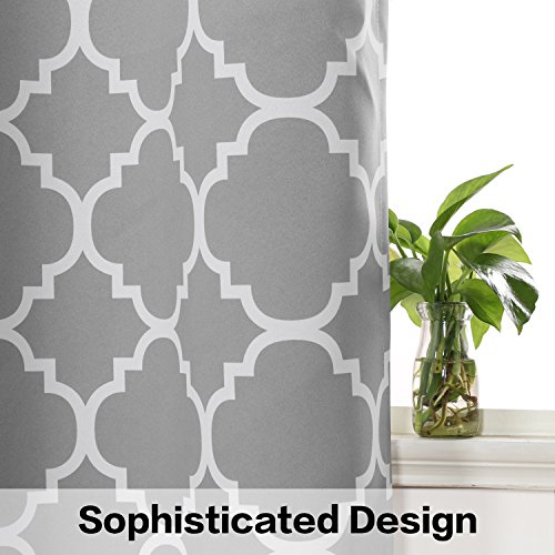 Flamingo P Moroccan Tile Blackout Curtains For Living Room Thermal Window Curtains 96 Inch Long Drapes Grommet Pattern Room Darkening Bedroom Curtains, Set Of 2 Panels, Dove Gray #TOP5