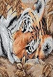 Dimensions Gold Collection Counted Cross Stitch Kit, Beguiling Tiger, 18 Count Beige Aida, 7'' x 5''