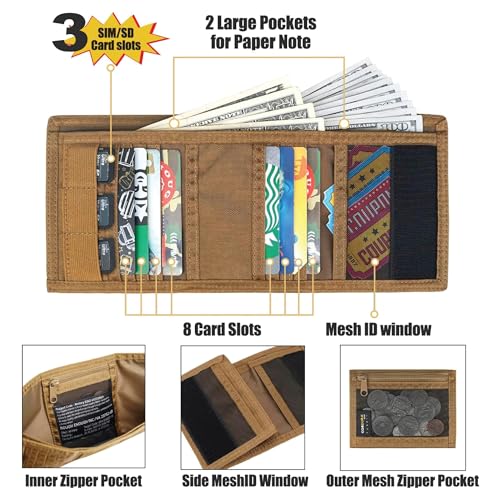 ROUGH ENOUGH Tactical Wallet for Men – 500D Cordura with YKK Zipper and Multi-Slot Design – Secure EDC Organizer for Cards, Cash, Travel Essentials3