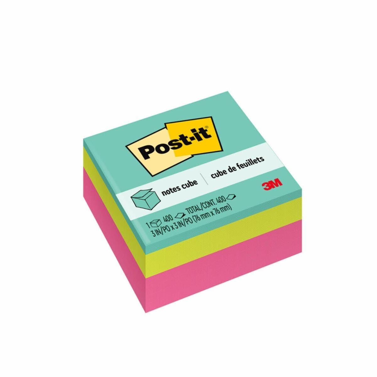Post-It Notes Cube évite la perte de vos mémos grâce au bloc 76,2 mm durable