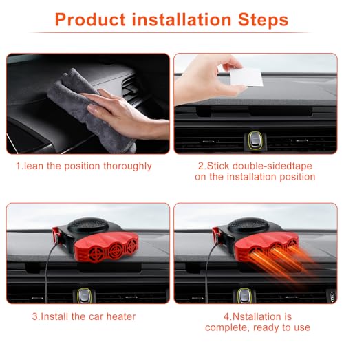 Liavop Riscaldatore Auto 12V 150W Stufetta Portatile Per Auto, Demister Regolazione 360 Gradi Riscaldamento Universale Sbrinatore Ventola 2 In 1 Riscaldatore Auto/Ventola Di Raffreddamento - 3