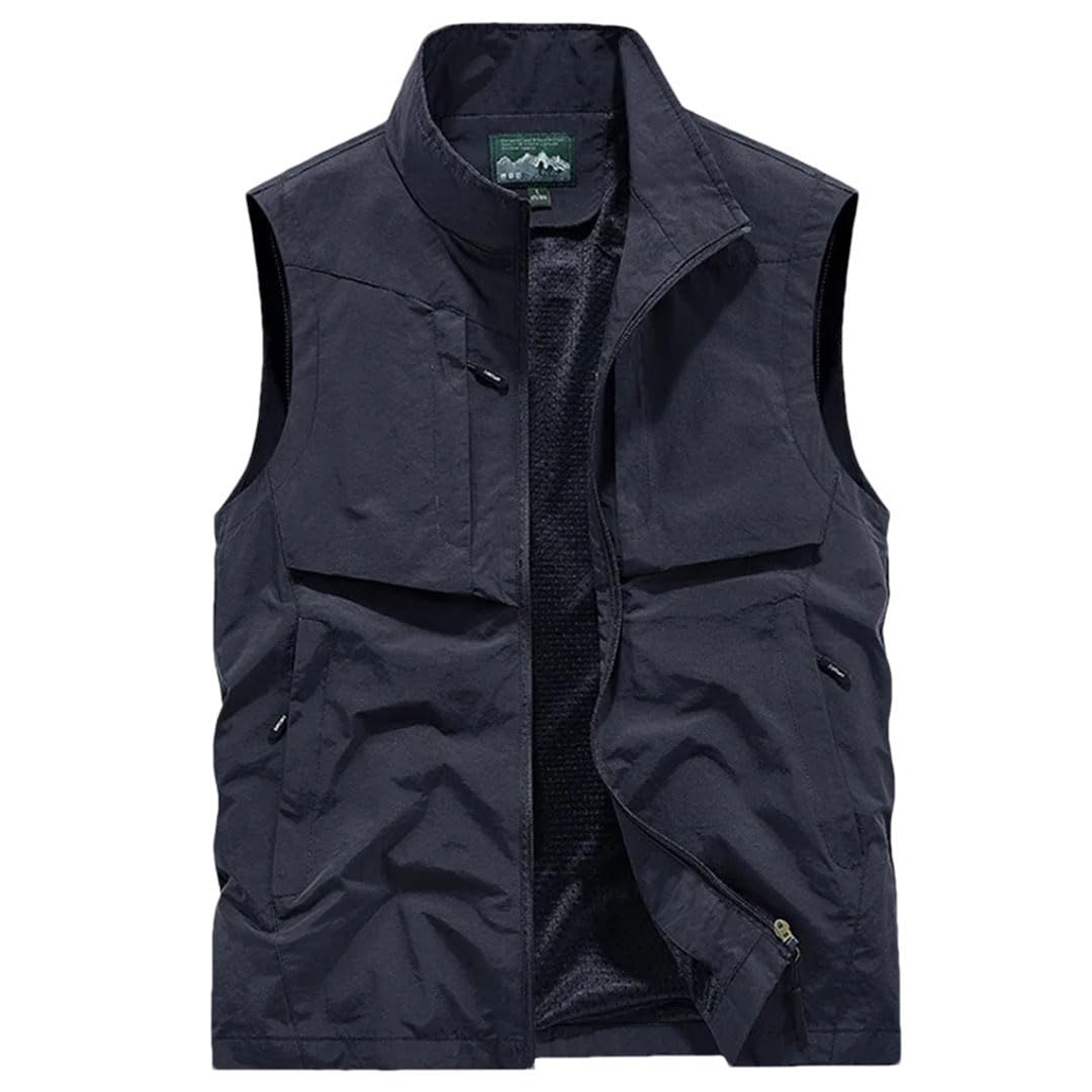 Chaleco de pesca para hombre, talla grande, secado rápido, para caza, viajes, gimnasio, correr, deportes, sin mangas, chaleco de malla