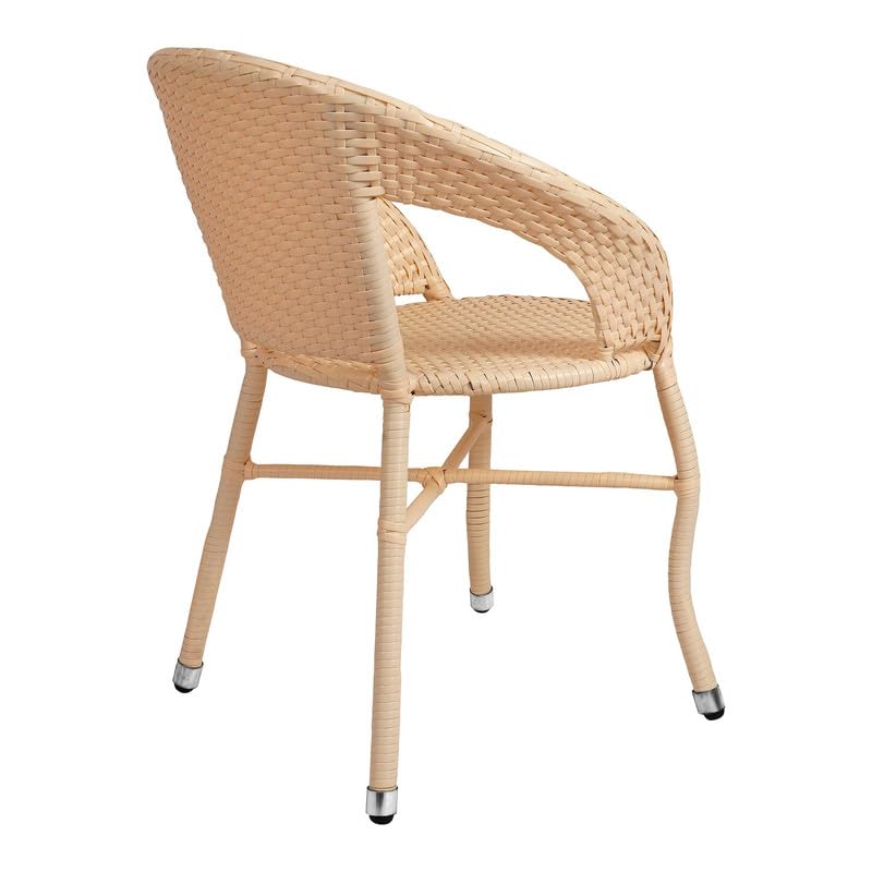 Image of Amazon Brand - Solimo Rattan and Wicker Garden Patio Seating Chair and Table Set Outdoor Balcony Garden Coffee Table Set Furniture with 1 Square Glass Top Table and 2 Chairs Set for Home (Cream)