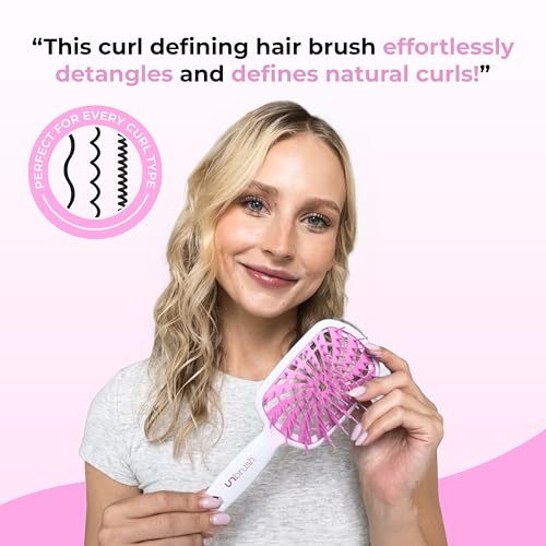 Image of FHI Heat UNbrush Plus - Curly Hair Brush for Gentle & Effective Detangling on Wet or Dry Fragile Hair Types - Detangler Brush w / 84 UltraFlex Bristles, Ultra-light, Vented, Anti Static Hairbrush
