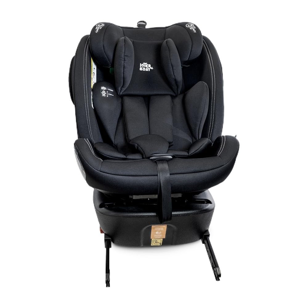 Interbaby Silla Coche Bebé PAX i-Size ISOFIX 360° Grupo 0+1+2+3 (Negro) | Silla auto giratoria 360 reclinable 40-150 cm, reductor recién nacido, protección lateral SPS, pata de apoyo