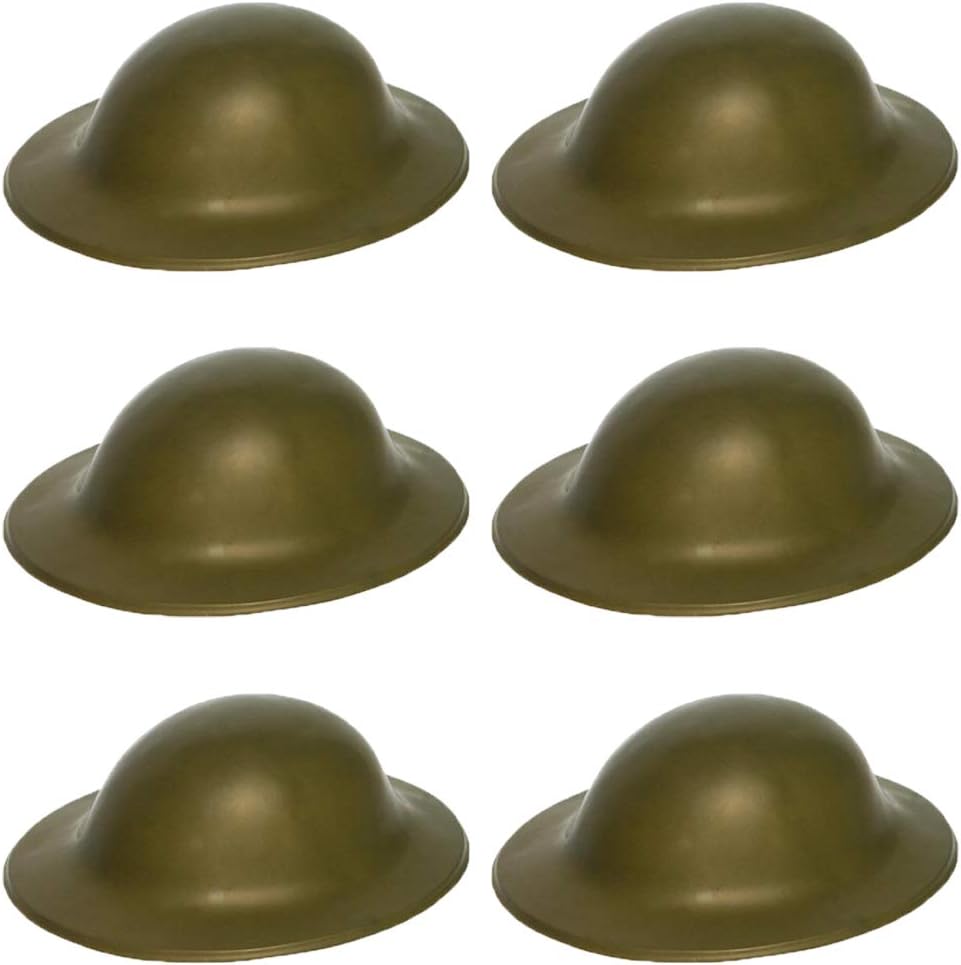 HENBRANDT 6 x Green British Army Soldier Helmet WWII World War 2 Tommy Fancy Dress Costume Accessory