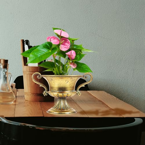 Pot de fleurs rétro or pratique et stable pour comptoir - 7