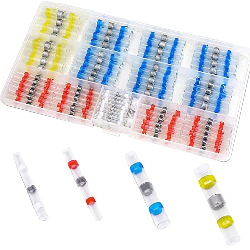 RUNCCI-YUN 150pcs Conectador del Alambre del Sello de la Soldadura,Solder Seal Calor Shrink Butt Conectores Terminales El¨¦ctrico Impermeable Aislado(Rojox50 Azulx50 Amarillo x10 transparentex50)