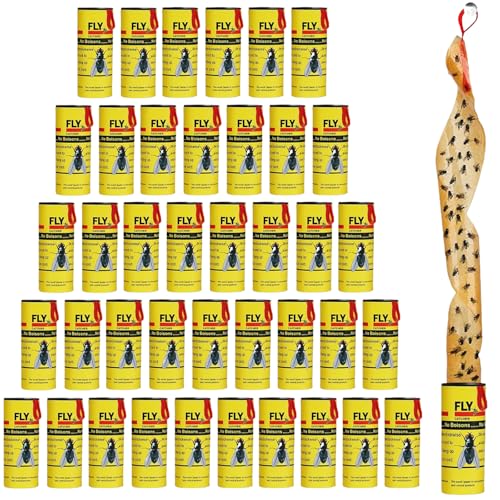 Eroionet 40 Stück Fliegenfalle Klebefalle, Fliegenfänger, Fruchtfliegenfalle, inkl. Reißnagel zum Aufhängen, Gegen Fruchtfliegen Fliegen Mücken und Motten,für Innen und Außen