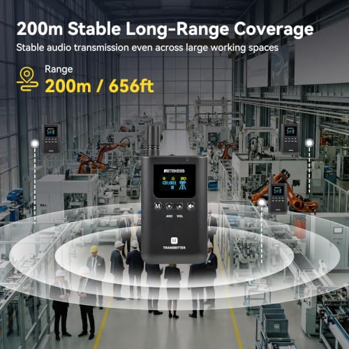 Sistema de guía turística inalámbrico Retekess TT129 con 3 transmisores simultáneos (3TX 29RX), reducción de ruido nivel 4, calidad de sonido clara, 120 h de autonomía, alcance 200 m, estuche de carga para 32 dispositivos miniatura 3