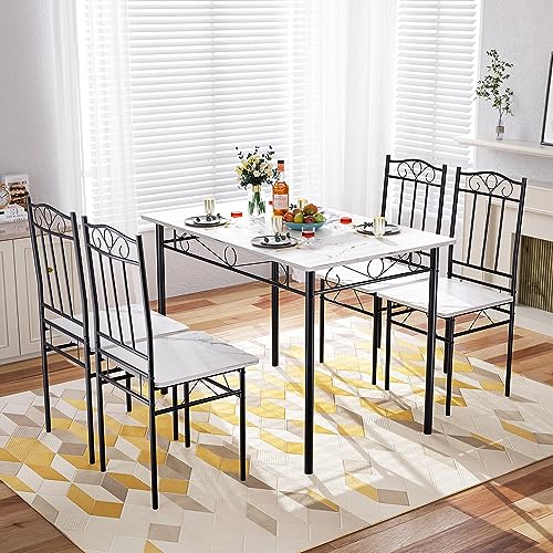 FURNITABLE Juego de mesa de comedor con 4 sillas de madera, juego...