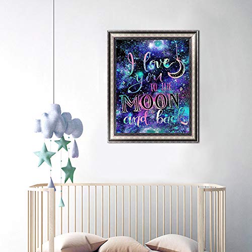 Diy 5D Diamond Painting By Number Kits, Crystal Rhinestone Diamond Embroidery Paintings Pictures Arts Craft For Home Wall Decor, Full Drill,I Love You To The Moon And Back (J4764Xkmy-11.8X15.7In) #TOP2
