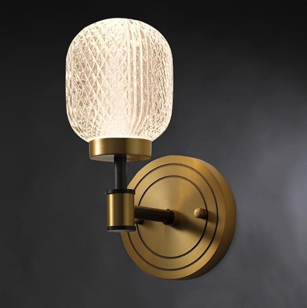 Cwcqgh Light/Gold Brass Wall Sconce Industrial Copper Wall Mount With Clear Glass Shade Finish Wall Lamp Ing Fixture