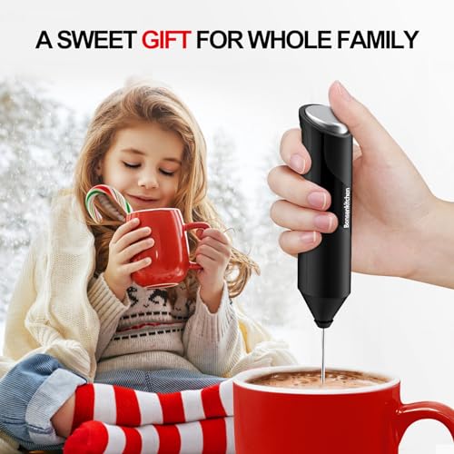 Image of Bonsenkitchen Electric Milk Frother Handheld, Portable Whisk Milk Foam Maker, Drink Mixer for Coffee, Matcha, Electric Stirrer Coffee Mixer, Battery Operated(Not Included)