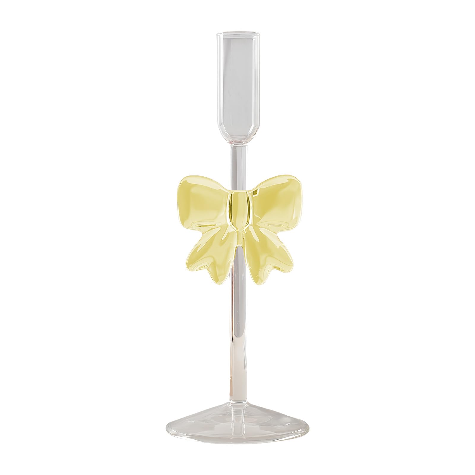 Xinsheinelry Bowknot Glass Taper Holders Candlestick Stand Decors Table Centerpieces for Christmas Event Parties Wedding Bowknot Holders Borosilicate