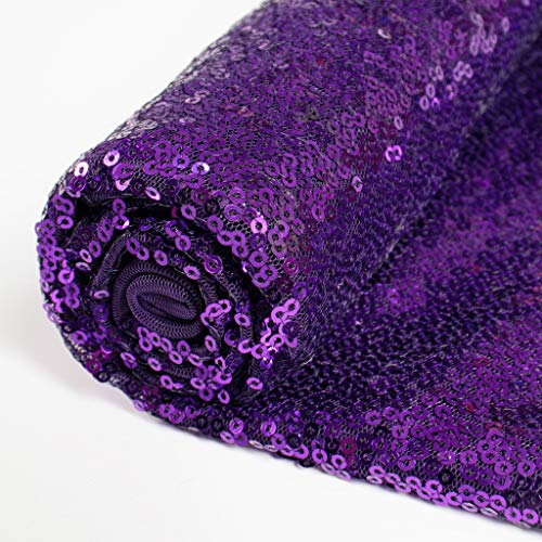 Luxurious Purple Sequin Fabric by the Yard - 3 Feet of Sparkling Glitter Mesh for Stunning Dresses and DIY Crafts