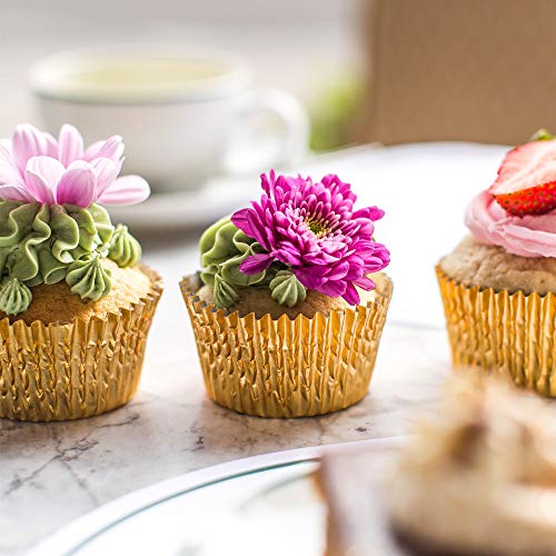 Subang 400 Pieces Foil Cupcake Liners Baking Cups Muffin Tins Treat Cups Foil Metallic Cupcake Liners For Weddings,Birthdays,Baby Showers,Silver Rose Gold Black And Gold #TOP6