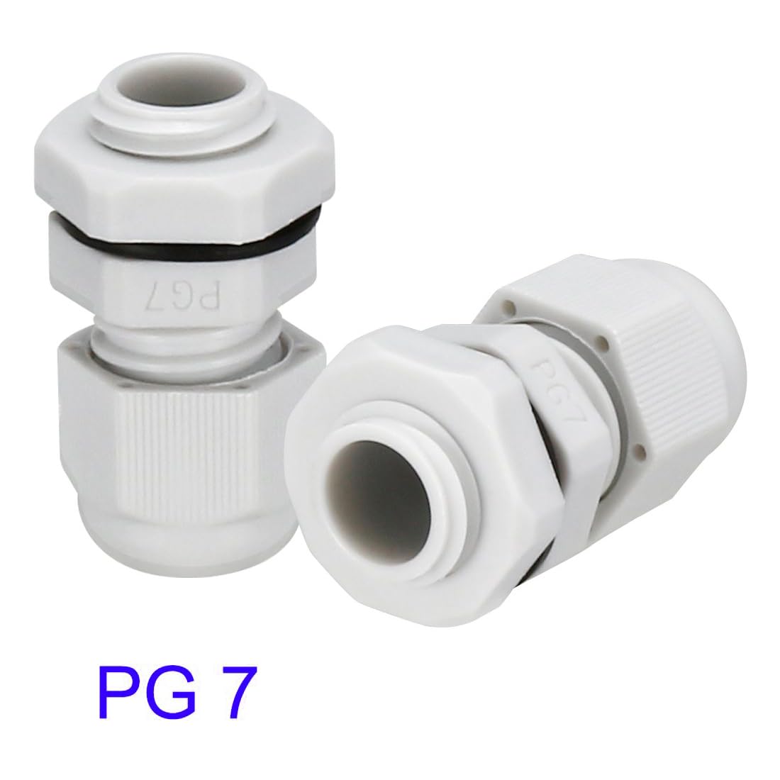 MACHSWON 20Pcs PG7 Cable Gland - Durable Threaded Wire Connector with Locknut for 3-7mm Dia Cable Wire, White - Image 2