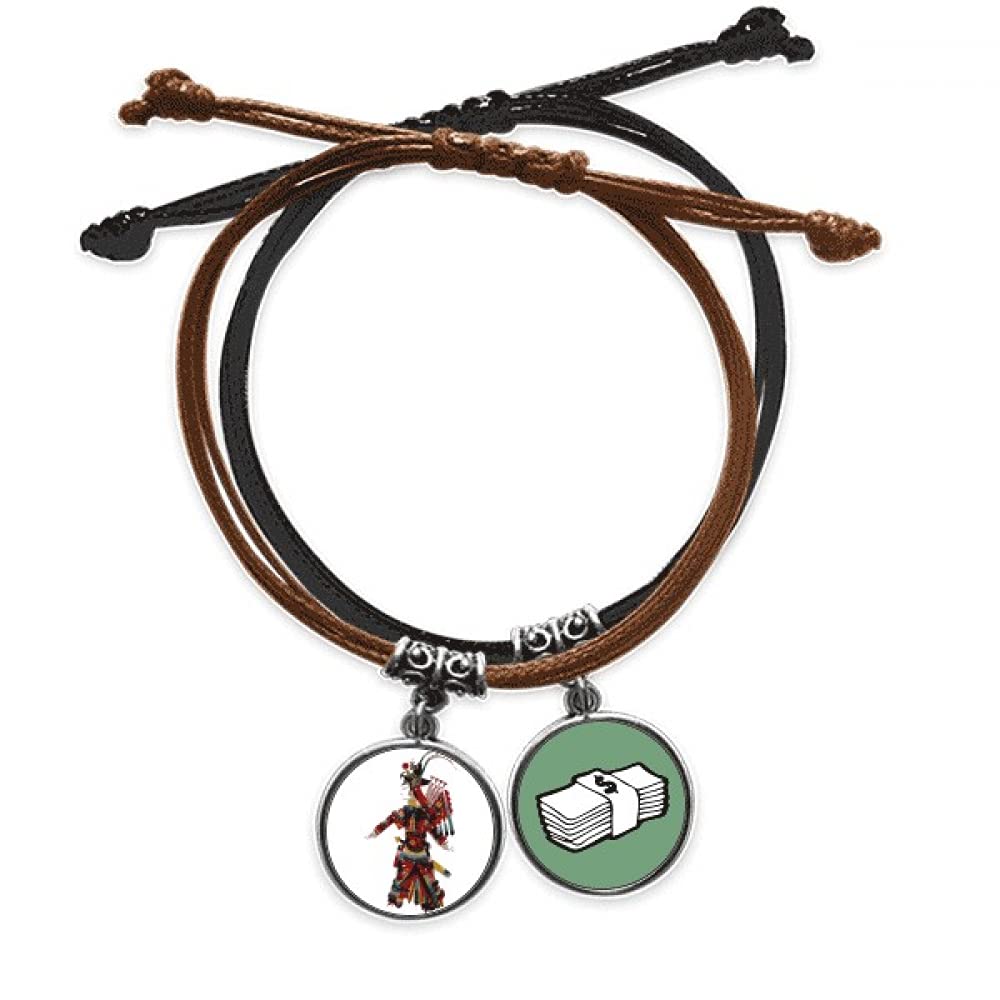 Pulsera de mano Ópera China Tradicional de cuero con diseño cultural. 3
