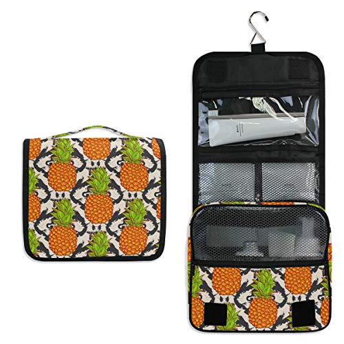 Preisvergleich Produktbild Alarge Kulturbeutel zum Aufhängen, bunt, abstrakt, tropische Ananas-Wäschetasche, groß, tragbar, Reise-Kosmetiktasche, Make-up-Koffer, Organizer für Damen und Herren