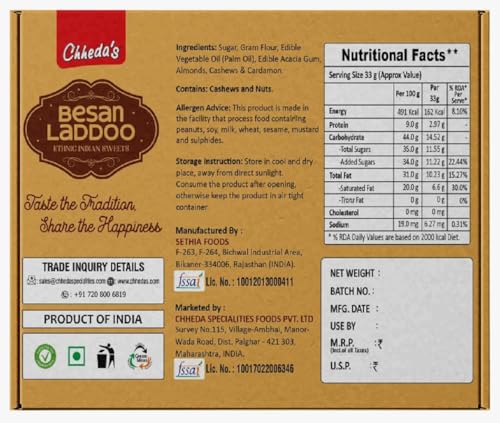 Image of Chheda's - Besan Laddu - Indian Sweets - Pistachio Laddoo - Festive Gift Pack - 200 Gm Pack of 4