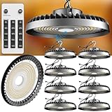 Lightdot Smart 250W LED High Bay Light 37,500LM Commercial Bay Lighting with Remote Control (Supports Normal Mode & Motion Sensor Mode) ETL-Listed Plug and Play for 30-40FT Height-6Yrs Warranty-8Pack