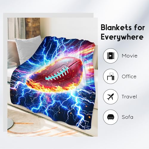 Football Blankets Gifts Boys Blankets for Kids - 50" x 60" Soft Lightning Throw Gifts for Men, Adults Team Player