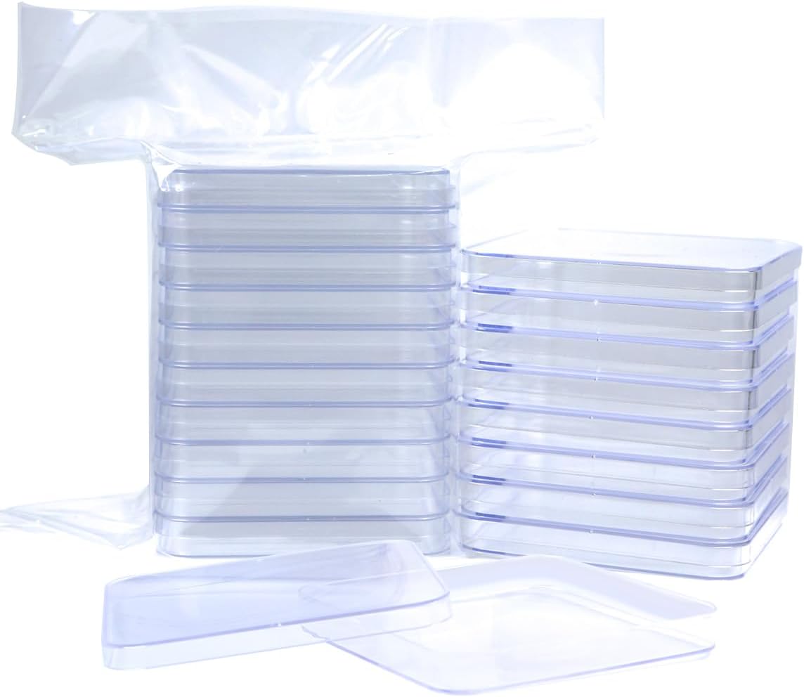BIPEE 10 Pack Sterile Thick Plastic Petri Dishes with Lids, Square Petri Dish 13mmx13mm Dia x15mm for Mold Testing kit in Lab Supplies