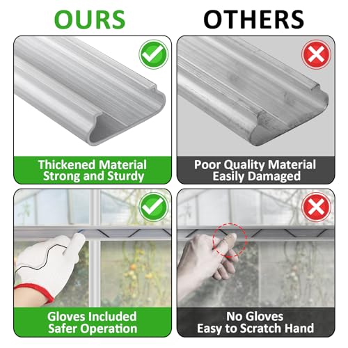 Greenhouse Spring Wire & Lock Channel - 10 Sets 6.6 ft PVC Coated Spring Wire & Aluminum Alloy U-Channel Bundle with Nylon Gloves for Fast Fix Poly Film Shade Cloth - Image 4