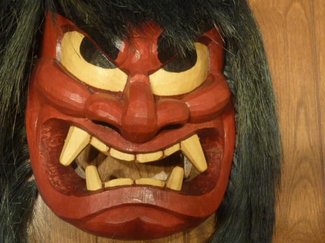 Amazon.co.jp: なまはげ面 生はげ面 石川泰行作 木彫 赤鬼 レトロ
