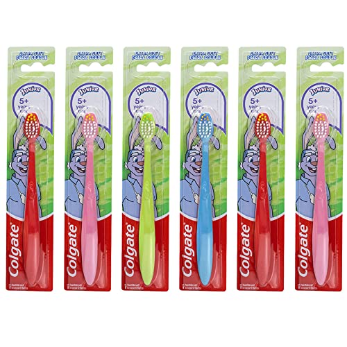Colgate Bunny Toothbrush, Junior 5+, Extra Soft (Colors Vary) - Pack of 6