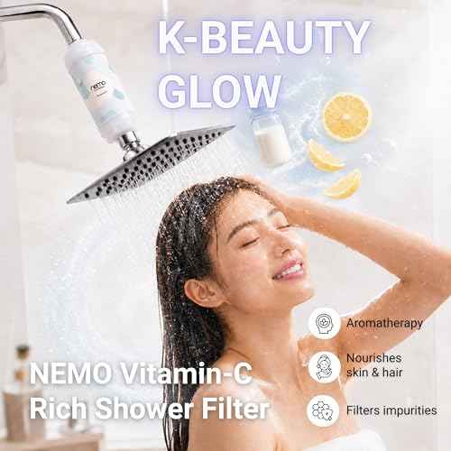 Image of NEMO Vitamin Shower Filter (Pure Baby Powder) | Made in South Korea | Vitamin C + Glycerin Enriched | For Soft Skin & Smooth Hair | Advanced Chlorine & Rust Removal | De-stress with Aromatherapy