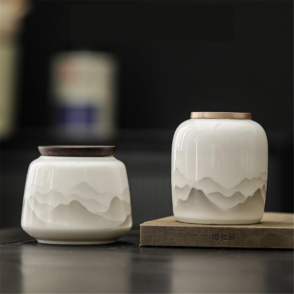 HLTYGWX Ceramiczny mały pojemnik z puszki na herbatę z zamkniętą pokrywką Słoik do przechowywania w gospodarstwie domowym na kawę, orzechy, zioła, przyprawy, cukier