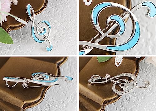 Image of Alilang Silvery Tone Abalone Shell Music Note Brooch Pin & Pendant Simple Accessories for Party Banquet New Years
